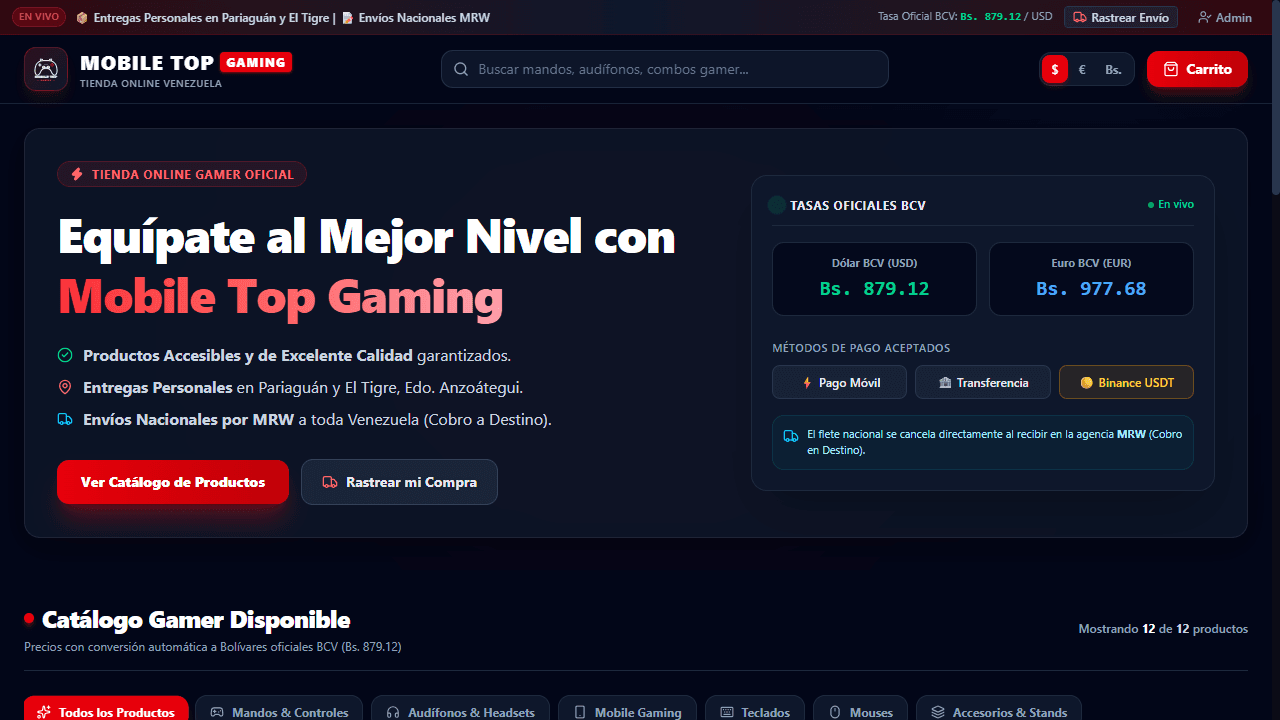 Mobile Top Gaming - Vista previa del proyecto